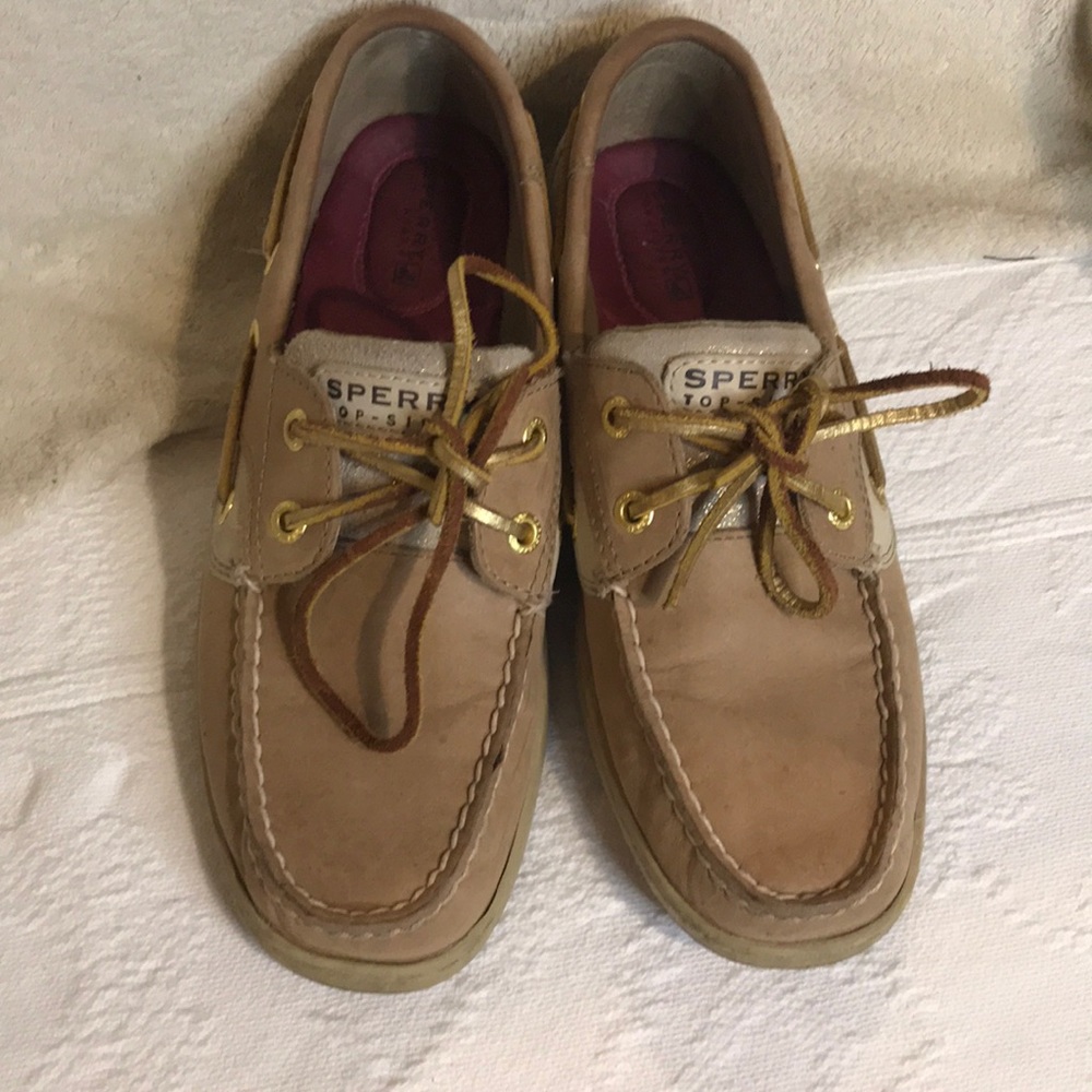 Sperry Top-Sider Sparkle Boat Shoes 7 Tan